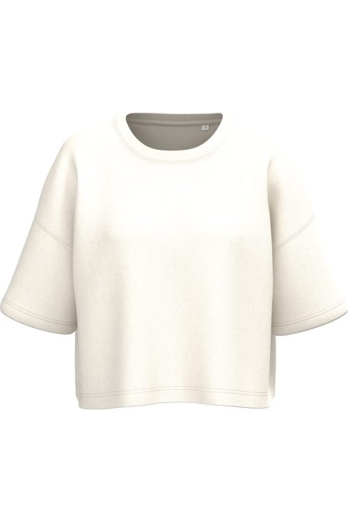 Damen Cropped-Sweatshirt mit kurzen Ärmeln und Rundhalsausschnitt PA394 – Proact in Coconut Milk