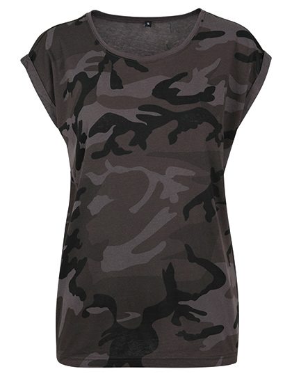 Ladies´ Camo Extended Shoulder Camo Tee – Build Your Brand in Dark Camo