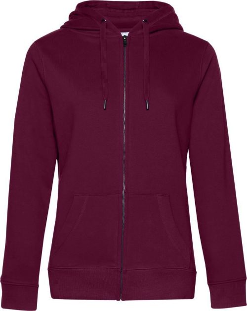 Damen Kapuzen Sweatjacke QUEEN Zipped Hood_° – B&C in Dark Cherry