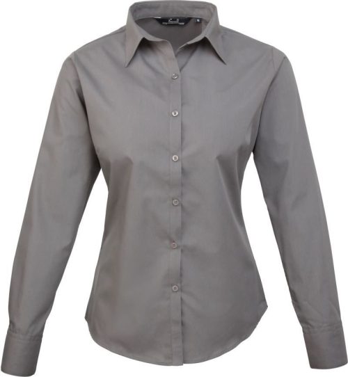 Women's Long Sleeve Poplin Blouse – Premier in Dark Grey