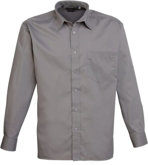 Men's Long Sleeve Poplin Shirt – Premier in Dark Grey