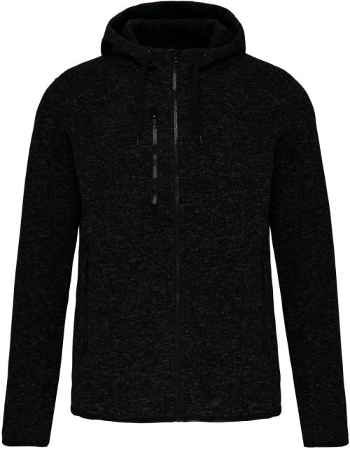 Damen Melange Kapuzen Strickfleece Jacke PA 366 – Kariban ProAct in Dark Grey Melange
