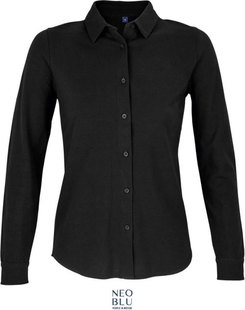Piqué Bluse langarm Basile Women – NEOBLU in Deep Black