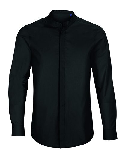 Men´s Mao Collar Shirt Bart – NEOBLU in Deep Black