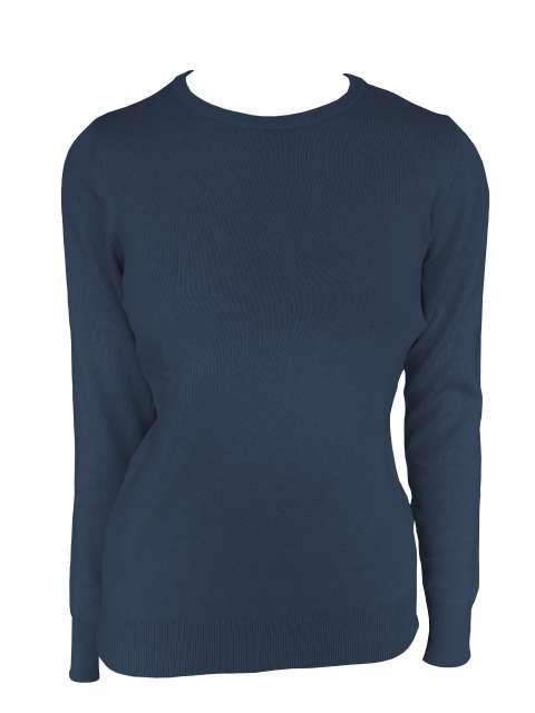 Women’s Crew Neck Fine Gauge Cotton Pullover – Legend Classics in Deep Blue