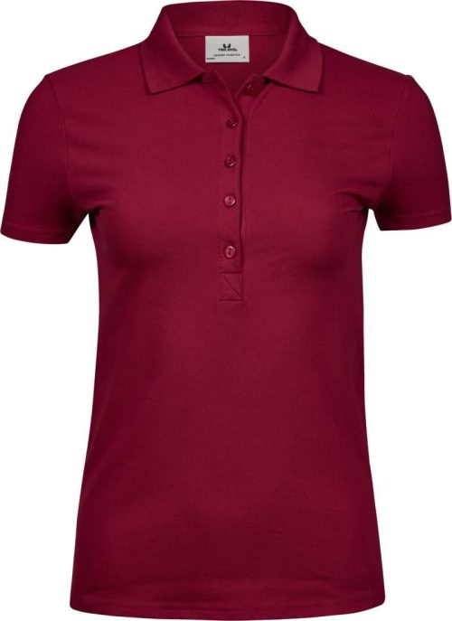 Schweres Damen Luxus Stretch Piqué Polo TJ 145 – Tee Jays in Deep Red