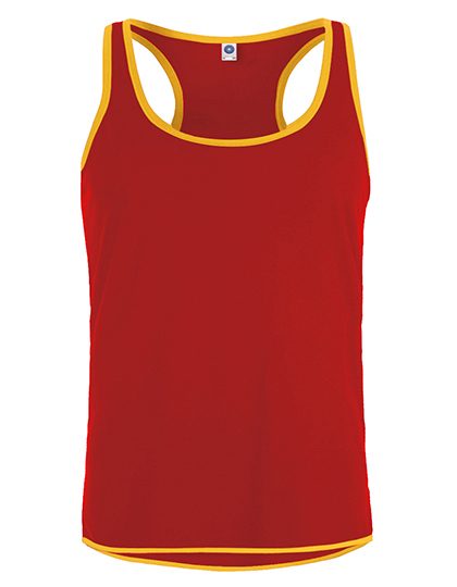 Men´s Contrast Sports Vest – Starworld in Fiesta Red/Gold