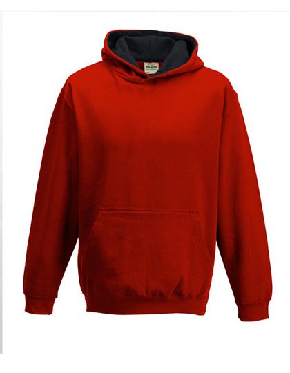 Kids´ Varsity Hoodie – Just Hoods in Fire Red/Jet Black