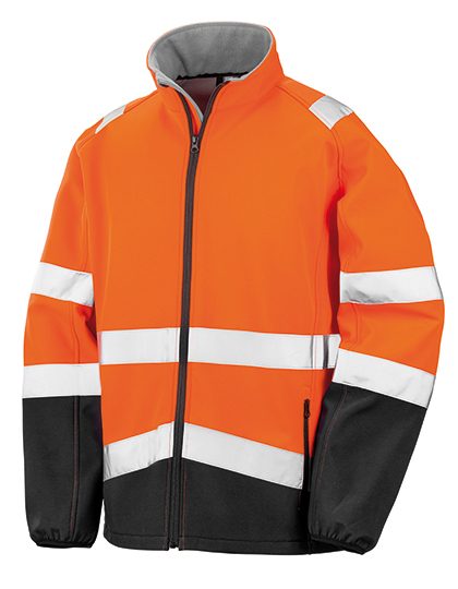 Printable Safety Softshell Jacket – Result SafeGuard in Fluorescent Orange/Black