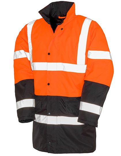 Motorway 2-Tone Safety Coat – Result SafeGuard in Fluorescent Orange/Black