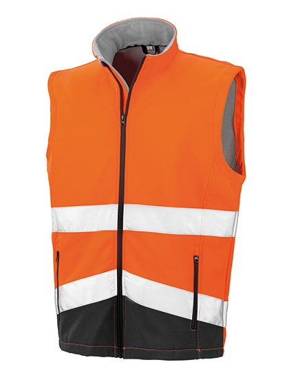 Printable Safety Softshell Gilet – Result SafeGuard in Fluorescent Orange/Black