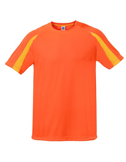 Unisex Contrast Sports T-Shirt – Starworld in Fluorescent Orange/Gold