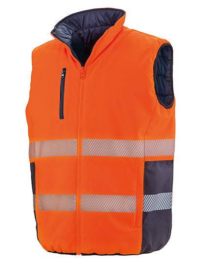 Reversible Soft Padded Safety Gilet – Result SafeGuard in Fluorescent Orange/Navy