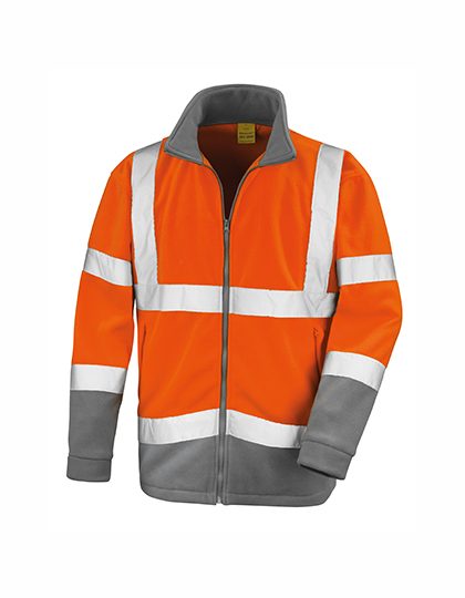 Safety Microfleece Jacket – Result SafeGuard in Fluorescent Orange/Workguard Grey