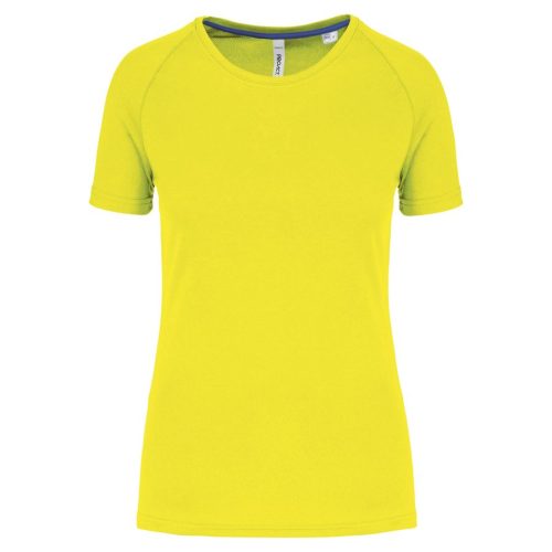 Damen-Sportshirt aus Recyclingmaterial mit Rundhalsausschnitt PA4013 – Proact in Fluorescent Yellow