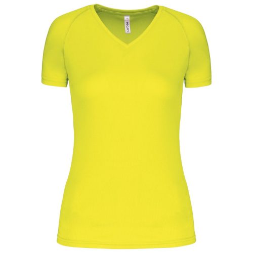 Damen Kurzarm-Sportshirt mit V-Ausschnitt PA477 – Proact in Fluorescent Yellow
