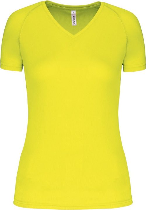 Damen V-Ausschnitt Sport Shirt PA 477 – Kariban ProAct in Fluorescent Yellow
