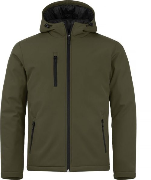 Wattierte Herren Kapuzen Softshell Jacke Padded Hooded Softshell Men – Clique in Fog Green