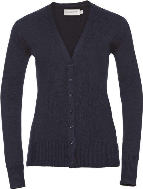 Ladies' V-neck Knitted Cardigan R-715F-0 – Russell in French Navy