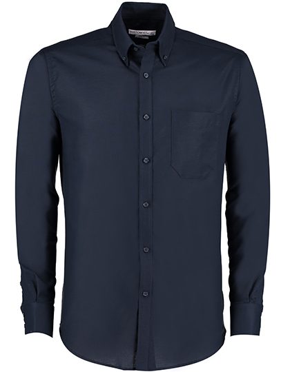 Men`s Slim Fit Workwear Oxford Shirt Long Sleeve – Kustom Kit in French Navy