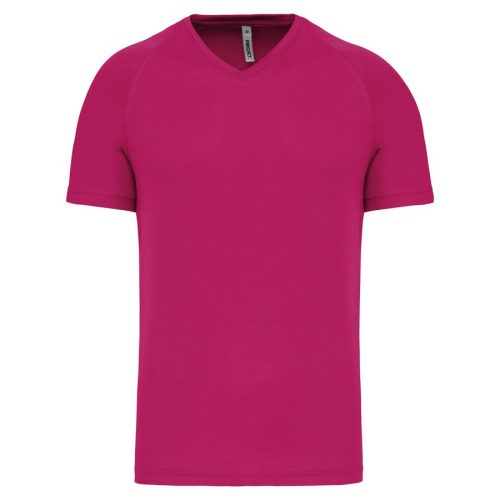 Herren Kurzarm-Sportshirt mit V-Ausschnitt PA476 – Proact in Fuchsia