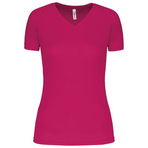 Damen Kurzarm-Sportshirt mit V-Ausschnitt PA477 – Proact in Fuchsia