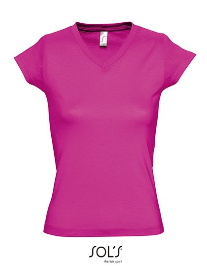 Women´s V-Neck-T-Shirt Moon – SOL´S in Fuchsia