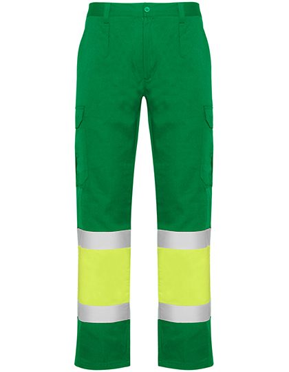Naos Trousers – Roly Workwear in Garden Green 52/Fluor Yellow 221