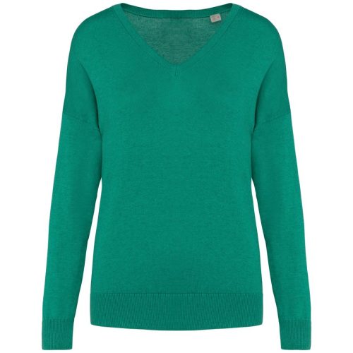 Damenpullover mit V-Ausschnitt aus Lyocell NS921 – Spasso in Gemstone Green