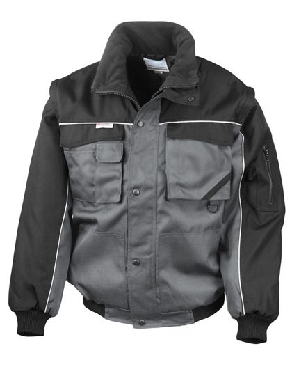 Zip Sleeve Heavy Duty Jacket – Result Workguard in Grey/Black