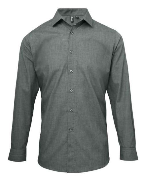 Men's Cross-Dye Roll Sleeve Poplin Bar Shirt – Premier in Grey Denim