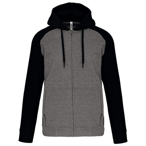 Zweifarbige Unisex-Fleecejacke mit Reißverschluss und Kapuze PA380 – Proact in Grey Heather / Black