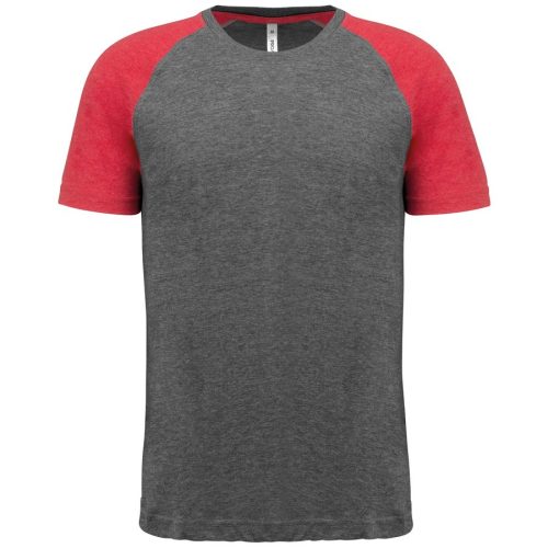 Zweifarbiges Triblend Sport-T-Shirt mit kurzen Ärmeln für Erwachsene PA4010 – Proact in Grey Heather / Sporty Red Heather