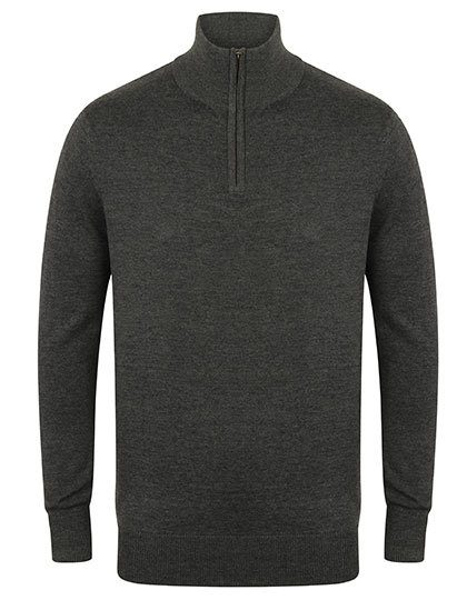 Men´s Quarter Zip Jumper – Henbury in Grey Marl