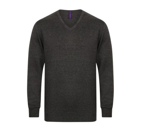 Men´s Lightweight V-Neck Jumper – Henbury in Grey Marl