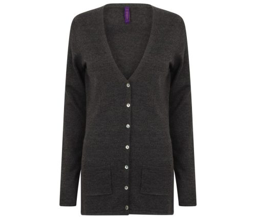 Ladies´ Lightweight V-Neck Cardigan – Henbury in Grey Marl