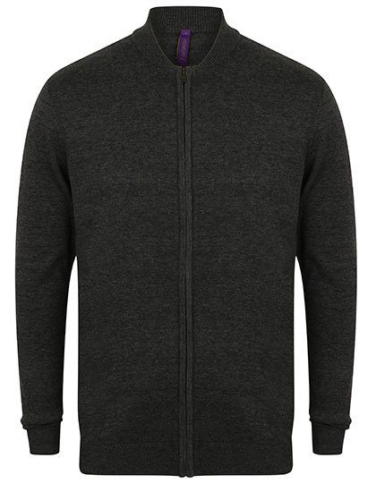 Unisex Zip Through Cardigan – Henbury in Grey Marl