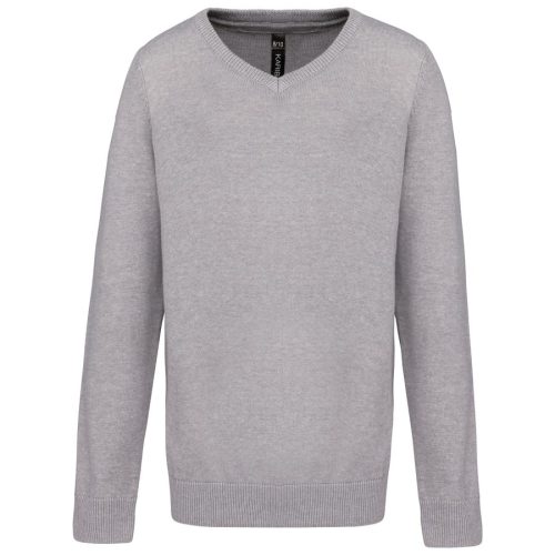 Kinder-Pullover mit V-Ausschnitt K9109 – Kariban in Grey Melange