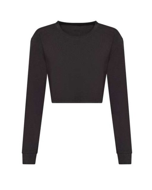 Women's L/S Cropped T – Just Ts in Heather Black