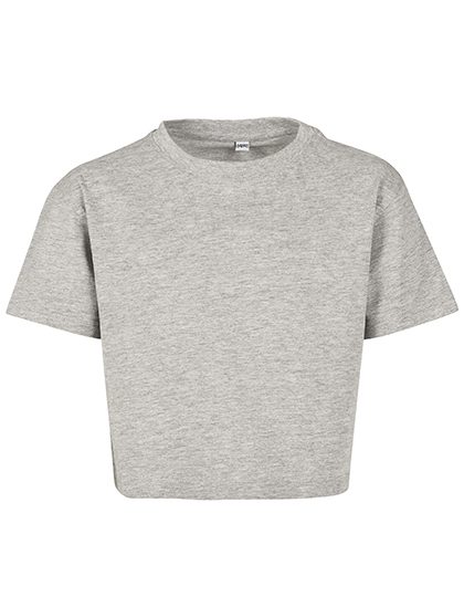 Girls Cropped Jersey Tee – Build Your Brand in Heather Grey