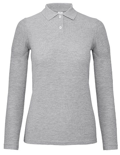 Women´s Long Sleeve Polo ID.001 – B&C BE INSPIRED in Heather Grey