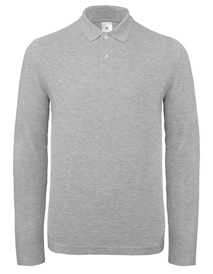 Men´s Long Sleeve Polo ID.001 – B&C BE INSPIRED in Heather Grey