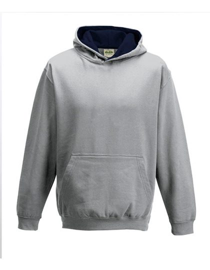 Kids´ Varsity Hoodie – Just Hoods in Heather Grey/French Navy