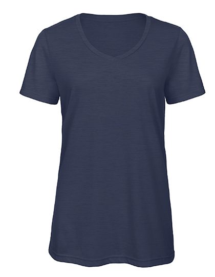 Women´s V-Neck Triblend T-Shirt – B&C BE INSPIRED in Heather Navy