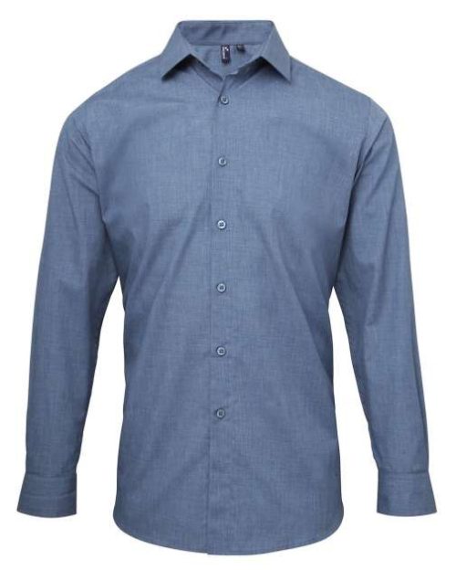 Men's Cross-Dye Roll Sleeve Poplin Bar Shirt – Premier in Indigo Denim