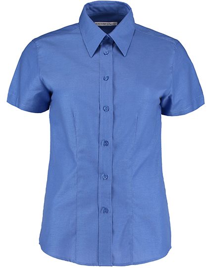 Women´s Tailored Fit Workwear Oxford Shirt Short Sleeve – Kustom Kit in Italian Blue
