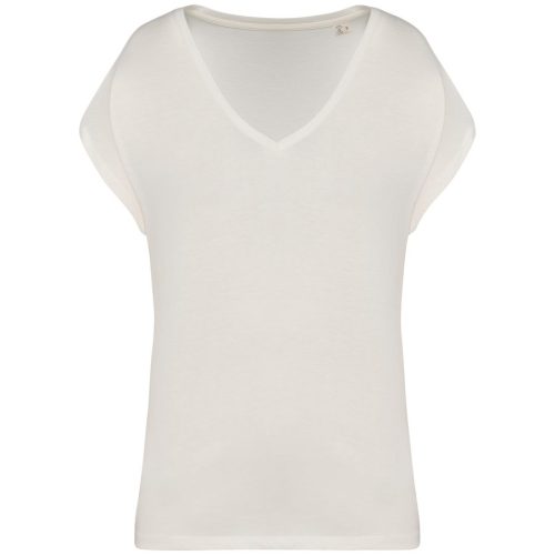 Loose Damen-T-Shirt mit V-Ausschnitt NS312 – Native Spirit in Ivory
