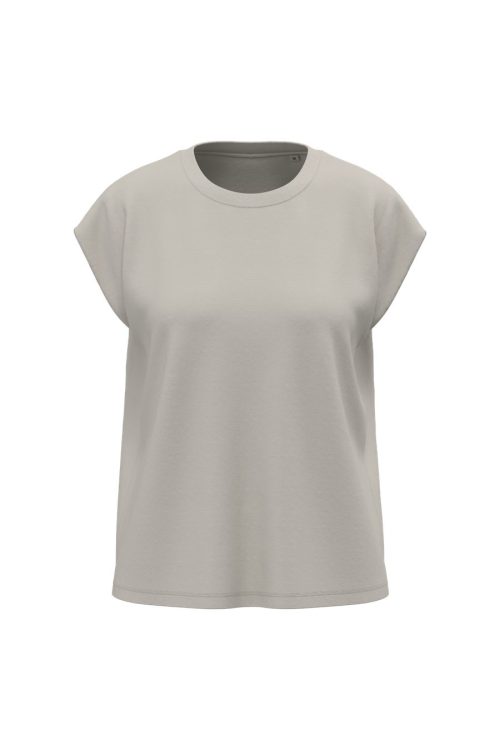 Nachhaltiges ärmelloses Damen-T-Shirt mit Schulterpolstern SP306 – Spasso in Ivory