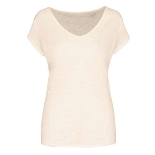 Ladies' V-Neck Linen T-Shirt – Spasso in Ivory