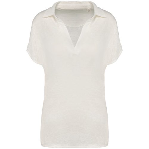 Damen-Polohemd aus Leinen NS221 – Spasso in Ivory